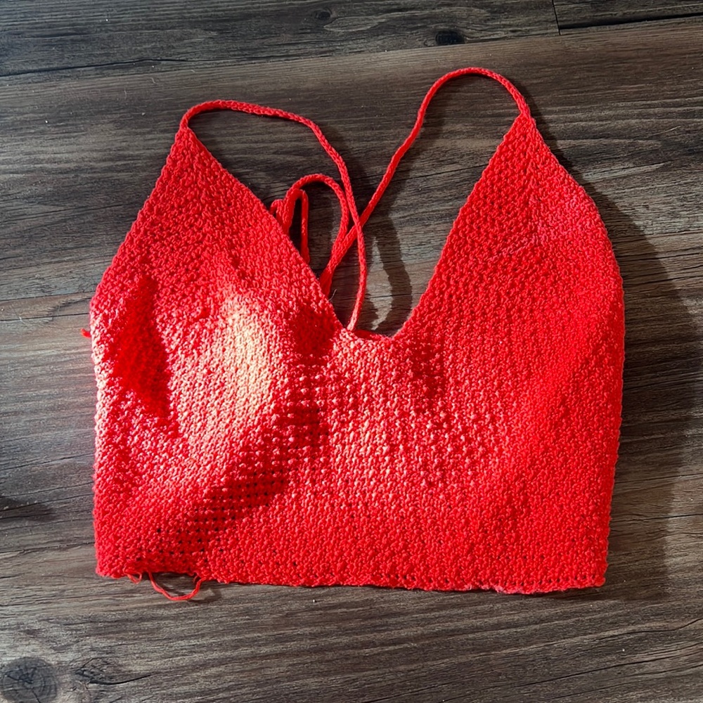 red crochet top